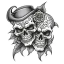 2 smile now cry later mask, one skull wearing tattoo design idea