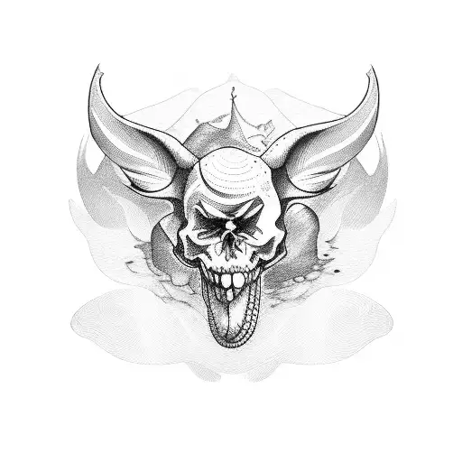alcohol with devil ears tattoo design idea