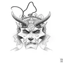 alcohol with devil ears tattoo design idea