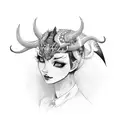 alcohol with devil ears tattoo design idea