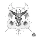 drinkglas with devil ears tattoo design idea