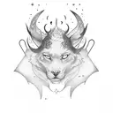 drinkglas with devil ears tattoo design idea