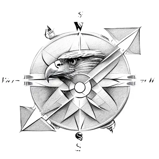 compass, eagle, and arrow tattoo design idea