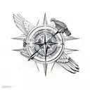 compass with eagle and arrow tattoo design idea