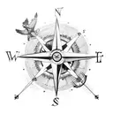 compass with eagle and arrow tattoo design idea