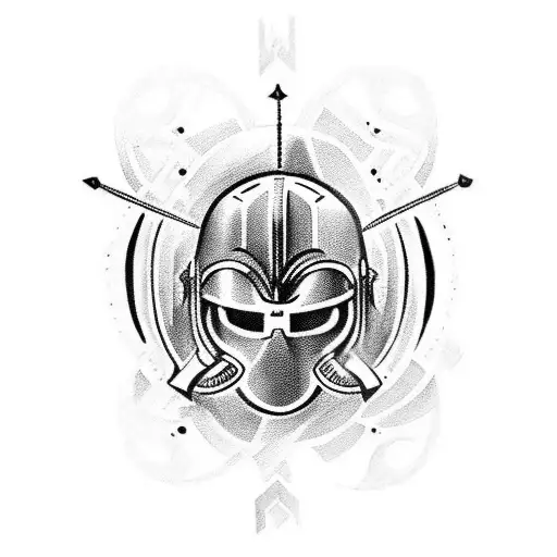 A tattoo combining elements of family and a spartan helmet tattoo design idea