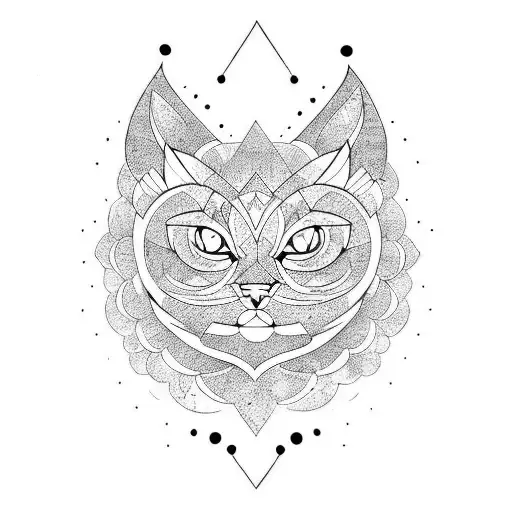 totem gato tattoo design idea