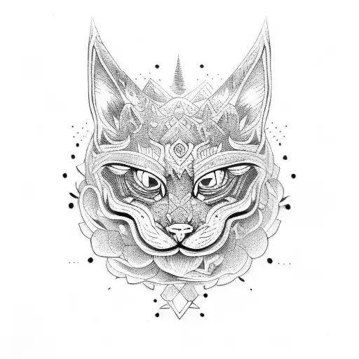 totem gato tattoo design idea