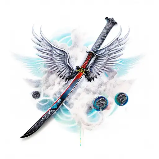 sword with wings tattoo design idea