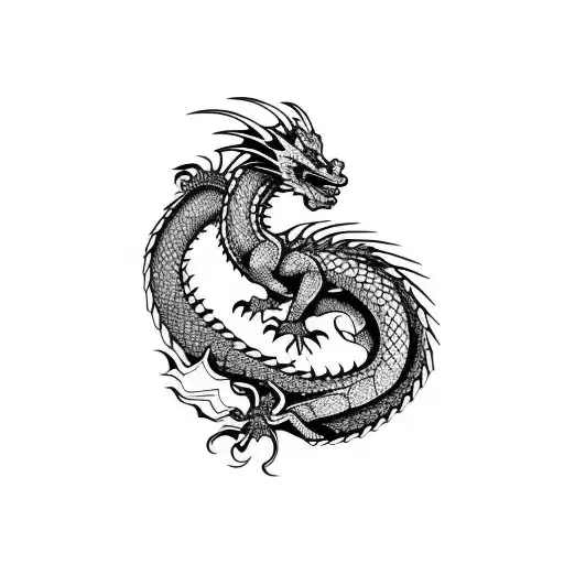 Dragon going from top to bottom with bushido writed hover tattoo design idea