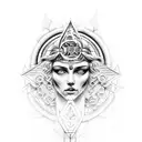 metatron and greek godess  nike  tattoo design idea