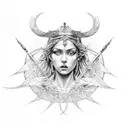 metatron and greek godess  nike  tattoo design idea