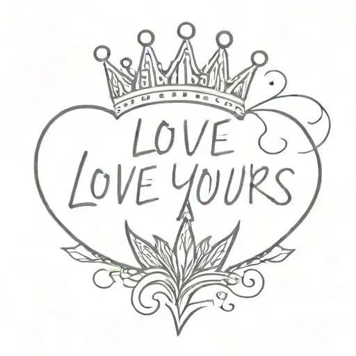 love yours by j cole crown and phrase tattoo design idea