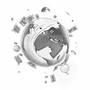 A globe surrounded by various currencies floating in space, symbolizing the client's global perspective as a Forex trader who loves to travel tattoo design idea