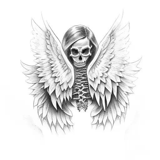 angel wings at the top of spine and spine has Conor mergers back tattoo tattoo design idea