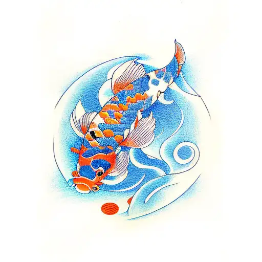 koi fish orange and blue  tattoo design idea