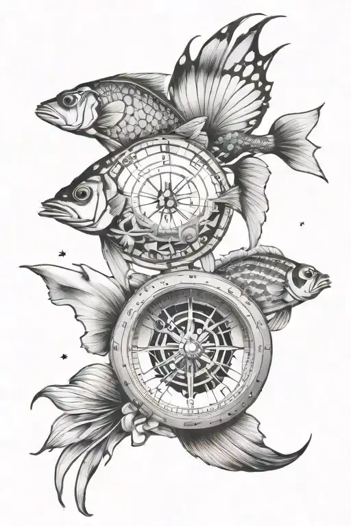galaxy horse cornfield compass butterfly fish   tattoo design idea