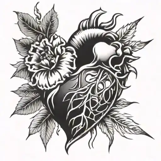 stabbed heart tattoo design idea