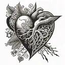 stabbed heart tattoo design idea