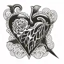 stabbed heart tattoo design idea
