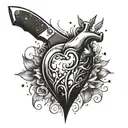 a knife stabbing a heart tattoo design idea