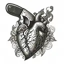 a knife stabbing a heart tattoo design idea