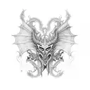 cyber sigilism back tattoo with spine and dragons tattoo design idea