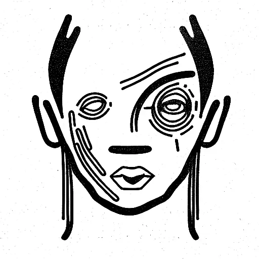 Chaotic ADHD Mind Portrait demonstrating my strong mental health tattoo design idea