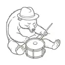 brown Bear  with a baseball hat playing a snare drum tattoo design idea