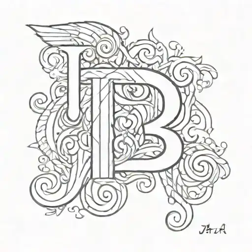 Combine the letters A, B, P, J and a hidden e tattoo design idea