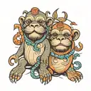 walrus and monkey tattoo design idea