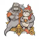 walrus and monkey tattoo design idea