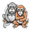 walrus and monkey tattoo design idea