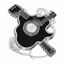 An acoustic guitar with intricate Celtic knotwork intertwined in the design tattoo design idea