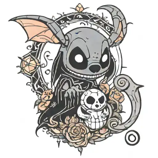 stitch and nightmare before christmas tattoo design idea