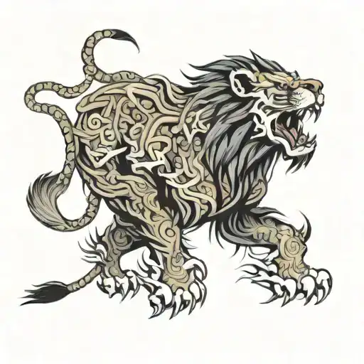 ronin, lion roaring tattoo design idea