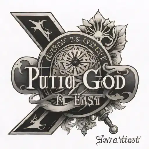 Filipino tattoo with put god first letter and a bible verse  tattoo design idea