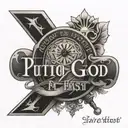 Filipino tattoo with put god first letter and a bible verse  tattoo design idea