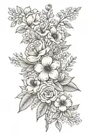 Birth Flower Bouquet with: February, February, March, June, July, July, August, August, and November  tattoo design idea