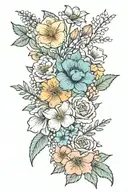 Birth Flower Bouquet with: February, February, March, June, July, July, August, August, and November  tattoo design idea