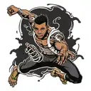 muscular black boy leaping tattoo design idea