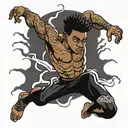muscular black boy leaping tattoo design idea