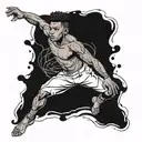 muscular black boy leaping tattoo design idea