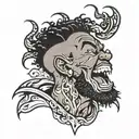 muscular black boy laughing villainously  tattoo design idea