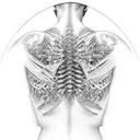 full back titanium cybernetic spine with additional outlines of scratches and diodes tattoo design idea