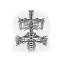 full back titanium cybernetic spine with additional outlines of scratches and diodes tattoo design idea