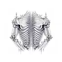 full back titanium cybernetic spine with additional outlines of scratches and diodes tattoo design idea