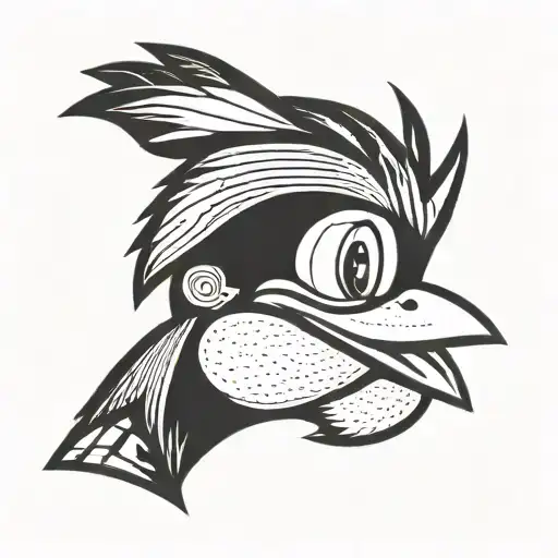 woody woodpecker headshot looking to the right tattoo design idea