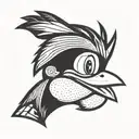 woody woodpecker headshot looking to the right tattoo design idea