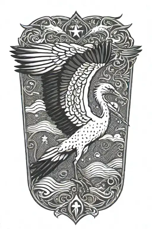 stork bird,Armed Forces of Ukraine, intelligence tattoo design idea